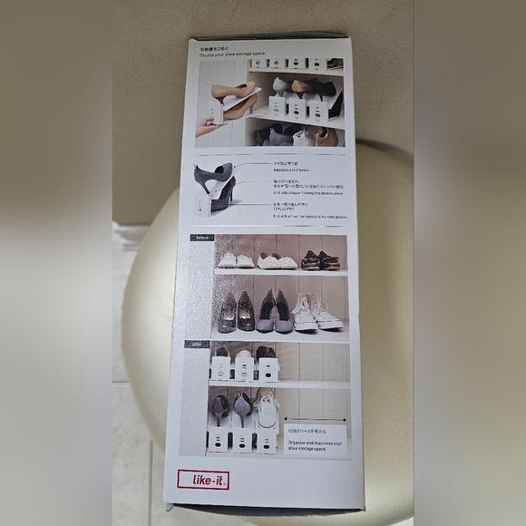 LIKE IT JAPAN Shoe Space Saver White Plastic Shelf Holder Set Of 6 - Picture 3 of 5